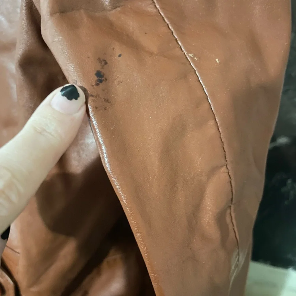 Martini Cognac Brown Leather Jacket with Removable Faux Fur Lining - Picture 12 of 16